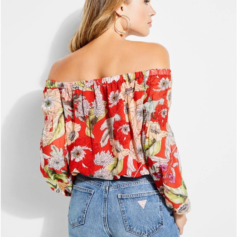 Guess Los Angeles Floral Off The Shoulder Blouse - Picture 3 of 13